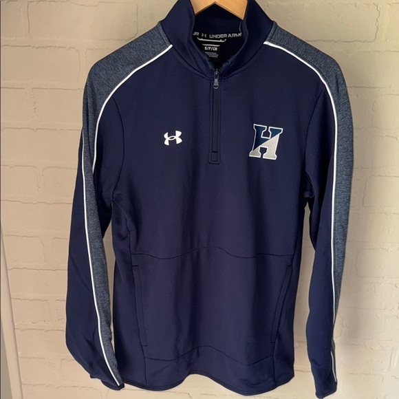 Under Armour Blue Zip Up Sweater Athletic Performance small NeW pocket popover - Picture 5 of 5